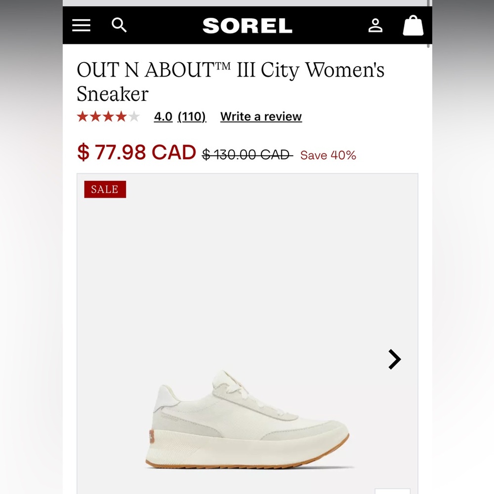 SOLD- Sz 8 NWOT Out N About Women’s sneaker Sorel waterproof
